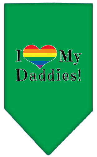 I Heart my Daddies Screen Print Bandana Emerald Green Small